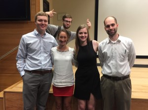 Left to right: Sam Tipton, Taylor Villarreal, Faith Ann Ruszowski, Andrew East. Back: Jacob Williamson